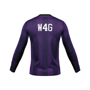 T-shirt personnalisé à manches longues et col rond, séchage rapide, avec logo imprimé dégradé sur le devant, en tissu tissé respirant, décontracté et écologique - Product Image 3