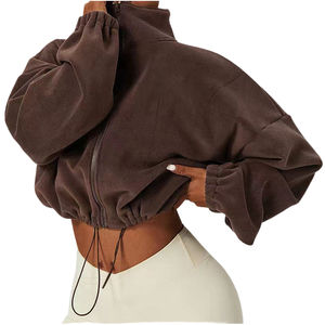 Cardigan long à manches longues en polaire pour femme, col montant, imprimé, anti-boulochage, style décontracté, taille XS - Product Image 1