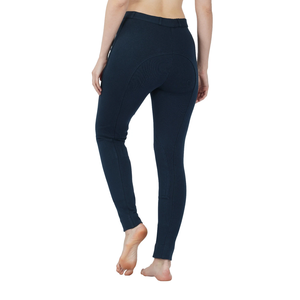 Leggings de equitación para mujer, de asiento completo, negros, de poliéster y elastano, con costuras planas y estampado de silicona para jinetes. - Product Image 6