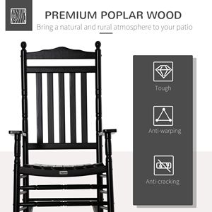 Silla Mecedora de Madera Negra con Respaldo Alto para Interiores/Exteriores, para Relajarse - Product Image 6