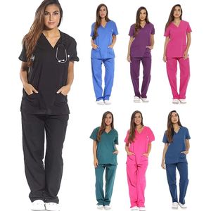 Unisex Spandex/Polyester Woven Hospital Nursing <b>Scrub</b> Set IBUF Low Price Custom Logo 3 Pocket Nurse Pants Multi Cargo Spot Stock - Product Image 1