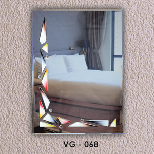 Unique and Modern V-groove Design <b>Mirror</b> Frameless <b>Wall</b>-Mounted Striking Beveled Edges Perfect for Modern Decor - Product Image 1