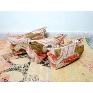 Block Print Kantha Floral Printed Quilted Cosmetic Red Bag Boho For Toiletry Pouch For Women Travel Cosmetic Bags And <b>Cases</b> - Product Image 3
