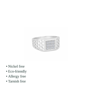 Bague Cocktail en Argent Sterling 925, Sertissage Pavé, Design Géométrique, Bijou de Mariage Unisexe de Luxe - Product Image 2