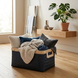 Recta Natural Color Woven Natural Fiber Eco-Friendly Space Saving <b>Rectangular</b> <b>Storage</b> <b>Basket</b> Home Decor Organizer - Product Image 2