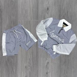 Conjunto de Chaqueta Cortavientos con Capucha y Pantalones Cortos Personalizados con Logotipo, Ropa Deportiva de Poliéster/Algodón para Hombre - Product Image 4