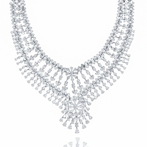 Collar llamativo de copo de nieve con cristales de imitación, corte de pera, engaste de garra, plata 925, joyería de moissanita - Product Image 1