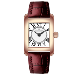 Montre à quartz résistante à l'eau, en acier inoxydable, rectangulaire, Alexander Ferros 7282R-02, verre saphir, bracelet en cuir, RONDA 50 m - Product Image 1