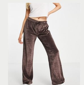 Pantalon de jogging ample en velours pour femme, taille mi-haute, coupe décontractée, taille élastique, doux, écologique, style streetwear, automne - Product Image 3