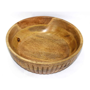 Grand saladier rond en bois texturé de qualité supérieure pour salades et fruits, idéal pour la table de cuisine moderne, à prix abordable. - Product Image 5