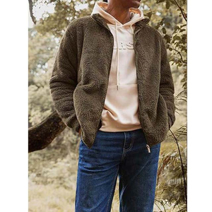 Nouveautés : Vestes polaires en sherpa doux pour homme, coupe ample, style streetwear décontracté, avec logo personnalisé, en vente - Product Image 2