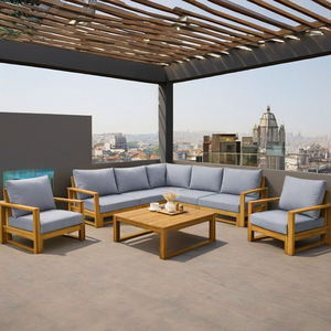 Vietnam Outdoor Furniture in Wax Brown with Non-Waterproof Cushions Solid Acacia <b>Wood</b> <b>Frame</b> Contemporary Design - Product Image 6