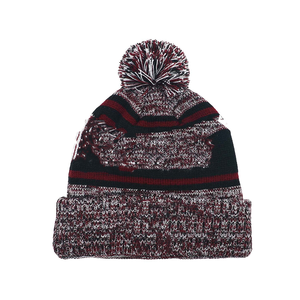 Ensemble hiver bonnet et écharpe tricotés rayés noir, rouge et blanc de la sororité Sigma Rho, avec pompon et gland, pour fans universitaires, long, unisexe - Product Image 2