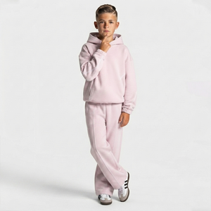 Sudadera con Capucha para Niño, Color Rosa con Líneas en Contraste, Estilo Casual, Holgada, Transpirable, de Felpa Premium - Product Image 6
