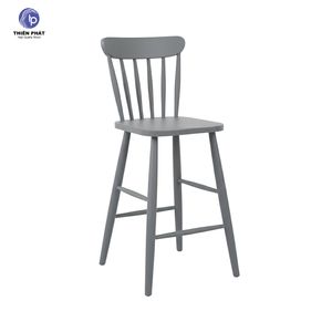 Silla Alta de Madera Maciza de Caucho para Barra de Cocina y Hogar - Product Image 5