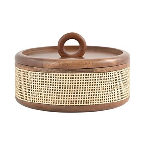 Caja de Almacenamiento Redonda de Madera con Revestimiento Esmaltado, Aislada, Antiadherente, con Tapa, Diseño Minimalista Ecológico, Hecha a Mano, 20 cm de Diámetro - Product Image 5