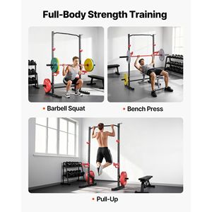 Jaula de potencia multifuncional de 450 kg para sentadillas, gimnasio en casa, con 4 bandas de resistencia ajustables, equipo de entrenamiento, bancos y soportes para entrenamiento de fuerza - Product Image 2