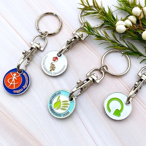 Porte-clés Marktex en métal plaqué argent personnalisé estampage logo émail jeton de caddie de supermarché jeton de chariot porte-clé - Product Image 1