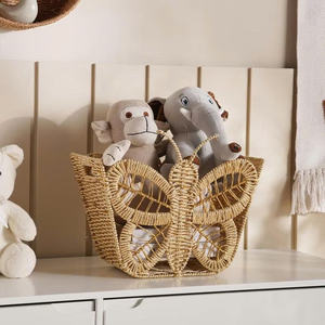 Cesta de mariposas de mimbre encantadora, linda cesta de almacenamiento para habitación infantil, almacenamiento de juguetes y decoración del hogar - Product Image 2