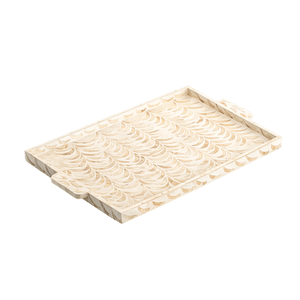 Plateau décoratif artisanal élégant en nacre pour rangement artistique sur table - Product Image 1