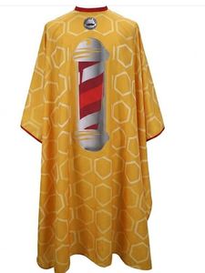 Bata de Barbero Impermeable de Poliéster Amarillo Estilo Barberpole con Detección de Agujas y Fusión sin Costuras Unisex - Product Image 2