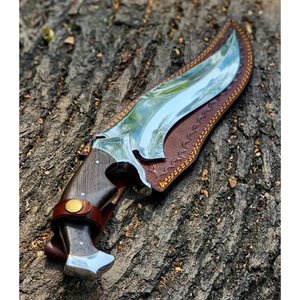 Cuchillo Bowie de punta de clip hecho a mano para la industria de señales, hoja de acero, funda de cuero, mango de madera de wenge, cuchillo de supervivencia para camping, 1 año de garantía - Product Image 5
