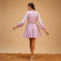 Robe Courte Bohème Sans Manches en Coton Premium 100% Parfumé Lilas pour Femme Bohobi – Tenue de Soirée Tissée, Mode Boutique, OEM ODM