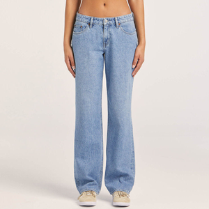 Jeans de Mezclilla a la Moda para Mujer, Pantalones Rectos con Lavado Ácido Azul, Cintura Baja, Talla Grande, Personalizados, Venta al Por Mayor - Product Image 2