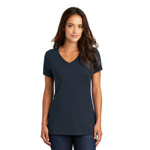 T-shirts en toile de haute qualité pour femmes, col en V, manches courtes, coupe classique, hauts d'été, couleurs et tailles personnalisables, OEM, anti-plis - Product Image 4