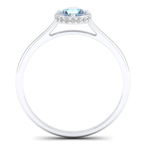 REYES GRA Certified 925 Sterling Silver Moissanite Engagement <b>Ring</b> with Natural Aquamarine Gemstone <b>Fine</b> Jewelry Birthstone <b>Ring</b> - Product Image 4