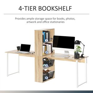 88\" Extra Long 2-Person Foldable Computer <b>Desk</b> Storage Shelves Combo Double Workstation for Home Office <b>Study</b> Writing Table - Product Image 5