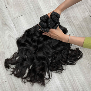 Hot Product Natural Wavy Weft Hair 100% Human Hair Extension with Full Cuticle for <b>Bleaching</b> & Styling Raw Vietnamese - Product Image 5