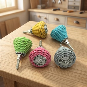 Handmade <b>Brass</b> Cotton Cord Woven Cabinet Knobs Shape Modern Design for Kitchen Hospital Use Drawer Pull Handle Easy Installation - Product Image 1