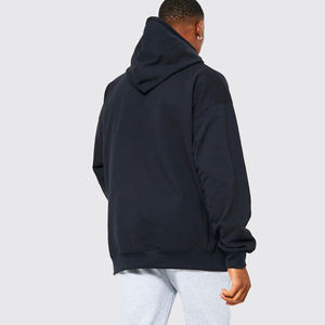 Customized Men's Black Hooded <b>Fleece</b> Sweatshirt Front <b>Orange</b> Logo Print Casual Style Regular Fit Knitted TERZO SPORTS Waterproof - Product Image 5