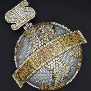 Luxury Hip Hop Custom Fine Jewelry 925 <b>Silver</b> Iced Out Bling VVS Moissanite Diamond <b>Initial</b> Letter Name Circle Two Tone <b>Pendant</b> - Product Image 1