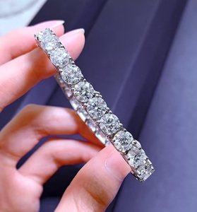 Luxury Round Cut Moissanite Tennis Bracelet <b>Iced</b> <b>Out</b> Hip Hop Jewellery White Gold Diamond Look Wrist <b>Chain</b> - Product Image 1