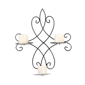 Ensemble de 2 bougeoirs muraux décoratifs en fer noir de qualité supérieure, porte-bougies en métal avec inserts en verre pour la décoration intérieure - Product Image 5