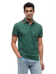 Polo à manches courtes pour homme, bleu marine, coton piqué, coupe classique, design uni, respirant, tricoté - Product Image 4