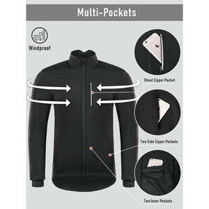Windproof Winter Wear Softshell <b>Jackets</b> <b>Men</b> <b>Black</b> Color Stand Collar <b>Long</b> Sleeves Sports Wear Athletic Gym <b>Jackets</b> - Product Image 4