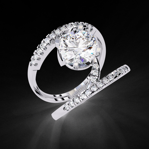 Bague en diamant de laboratoire rond de 2,0 carats, or blanc 14 carats, sertissage flottant unique, bijoux de mariée - Product Image 2