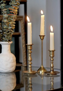 Support de bougie vintage en laiton conique fait main, embossé, résistant à la chaleur, grand modèle pour la décoration de la maison, Noël, mariage, fête - Product Image 4