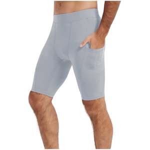 Shorts de sport pour hommes en nylon et élasthanne avec logo personnalisé, taille élastique, séchage rapide, coupe mi-haute, style cycliste - Product Image 3
