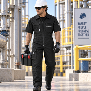 Combinaison de travail à manches courtes pour homme TwillSports, en coton respirant, uniforme de protection pour la construction et la réparation - Product Image 2