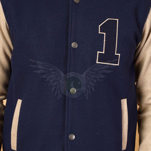 Chaqueta Varsity para Hombre con Cierre de Botones a Presión, Chaqueta de Béisbol de Mezcla de Lana Suave con Logotipo Personalizado, Chaqueta Universitaria para Hombre en Venta - Product Image 4