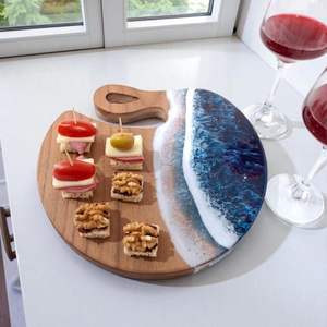 Planche de service multifonctionnelle en résine Art Déco Blue Horizon pour mariage - Product Image 1