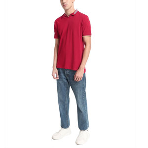 Polo Rojo de Manga Corta para Hombre, Algodón Piqué, Casual, Color Sólido, Transpirable, Tejido de Punto, Corte Regular - Product Image 2