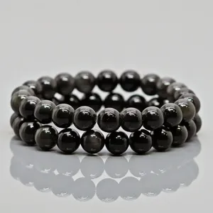 Natural Silver Sheen Obsidian 8mm Smooth Round AA Grade Gemstone Beads Stretch <b>Bracelet</b> <b>Healing</b> Jewelry Wholesale - Product Image 2