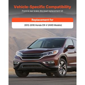 Kit Freni Anteriori e Posteriori per Honda CR-V (Modelli AWD) 2012-2016, Dischi in Ceramica da 12 Pollici, Ricambio Compatibile con Struttura Cava - Product Image 2