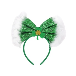St. Patrick's Day Shamrock Headband <b>Hair</b> Hoop Gold Accent-<b>Green</b> Shamrock <b>Hair</b> Band Festival Accessory Costume Gift Fast Delivery - Product Image 1