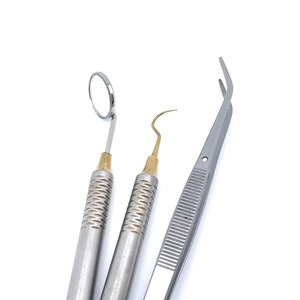 Kit de Instrumentos Dentales Manuales de Acero Inoxidable con Empuñadura Ergonómica, Espejo Bucal, Pinzas y Explorador Curvo para Examen y Limpieza Oral - Product Image 5